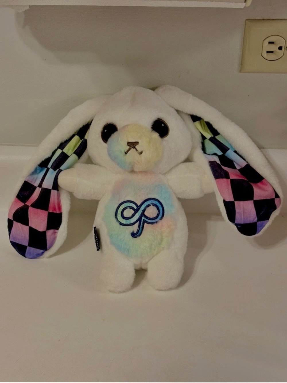 Plushie Dreadfuls Autism Rabbit V1 White Rainbow Ear Plush Discontinued Rare